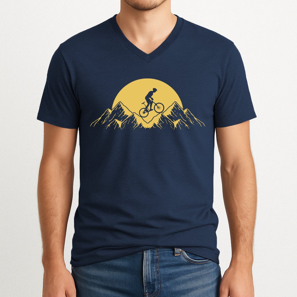 Mountain Bike Downhill V-Neck T-Shirt