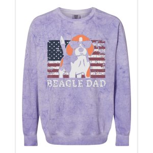 Men Beagle Dad American Flag 4th Of July Patriotic Beagle Design Colorblast Crewneck Sweatshirt