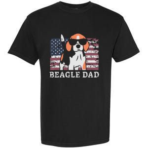 Men Beagle Dad American Flag 4th Of July Patriotic Beagle Design Garment-Dyed Heavyweight T-Shirt