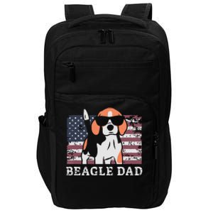 Men Beagle Dad American Flag 4th Of July Patriotic Beagle Design Impact Tech Backpack