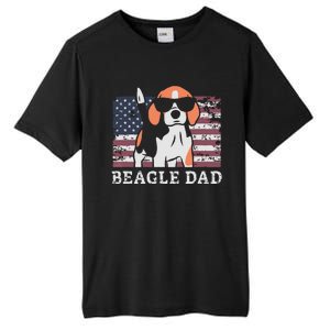 Men Beagle Dad American Flag 4th Of July Patriotic Beagle Design Tall Fusion ChromaSoft Performance T-Shirt