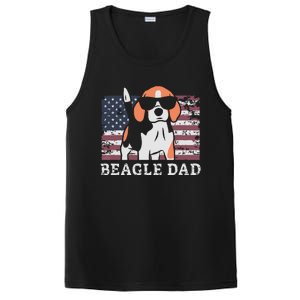 Men Beagle Dad American Flag 4th Of July Patriotic Beagle Design PosiCharge Competitor Tank