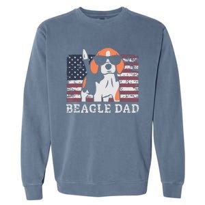 Men Beagle Dad American Flag 4th Of July Patriotic Beagle Design Garment-Dyed Sweatshirt