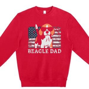 Men Beagle Dad American Flag 4th Of July Patriotic Beagle Design Premium Crewneck Sweatshirt