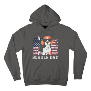 Men Beagle Dad American Flag 4th Of July Patriotic Beagle Design Hoodie