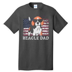 Men Beagle Dad American Flag 4th Of July Patriotic Beagle Design Tall T-Shirt