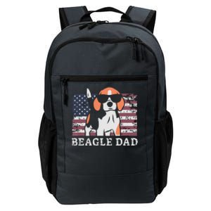 Men Beagle Dad American Flag 4th Of July Patriotic Beagle Design Daily Commute Backpack