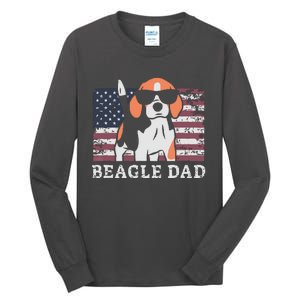 Men Beagle Dad American Flag 4th Of July Patriotic Beagle Design Tall Long Sleeve T-Shirt