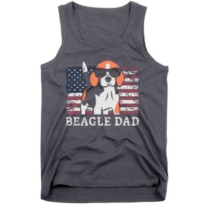 Men Beagle Dad American Flag 4th Of July Patriotic Beagle Design Tank Top