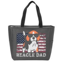 Men Beagle Dad American Flag 4th Of July Patriotic Beagle Design Zip Tote Bag