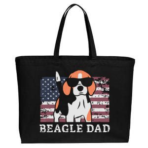 Men Beagle Dad American Flag 4th Of July Patriotic Beagle Design Cotton Canvas Jumbo Tote