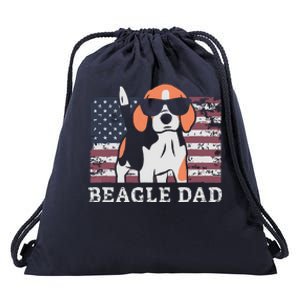 Men Beagle Dad American Flag 4th Of July Patriotic Beagle Design Drawstring Bag