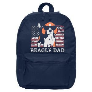 Men Beagle Dad American Flag 4th Of July Patriotic Beagle Design 16 in Basic Backpack