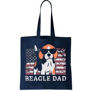 Men Beagle Dad American Flag 4th Of July Patriotic Beagle Design Tote Bag