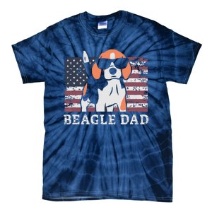 Men Beagle Dad American Flag 4th Of July Patriotic Beagle Design Tie-Dye T-Shirt