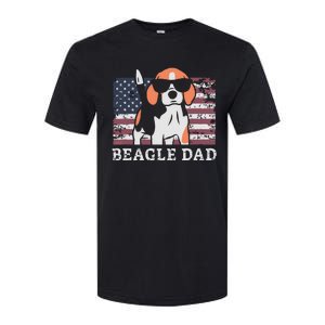 Men Beagle Dad American Flag 4th Of July Patriotic Beagle Design Softstyle CVC T-Shirt