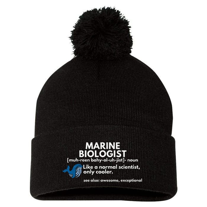 Marine Biologist Definition Funny Science Pom Pom 12in Knit Beanie