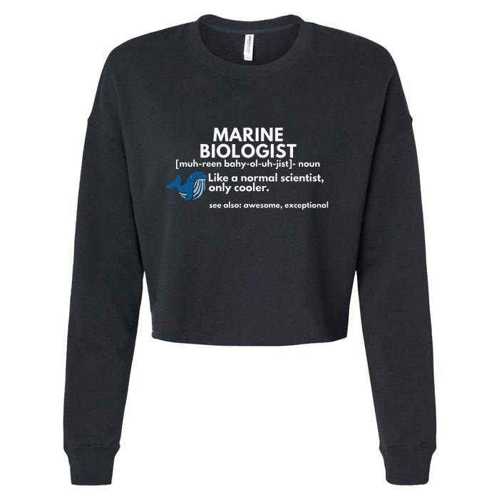 Marine Biologist Definition Funny Science Cropped Pullover Crew