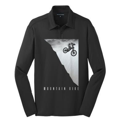 Mountain Bike Downhill MTB Biking Vintage Biker Gift Men Silk Touch Performance Long Sleeve Polo