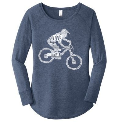 Mountain Bike Downhill Mtb Biking Cycling Biker Gift Women's Perfect Tri Tunic Long Sleeve Shirt