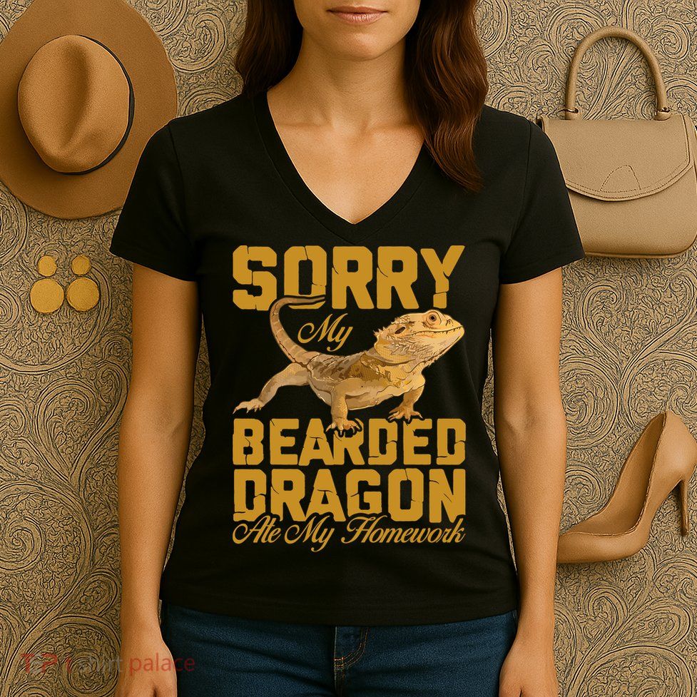 My Bearded Dragon Ate My Homework Bearded Dragon Women's V-Neck T-Shirt