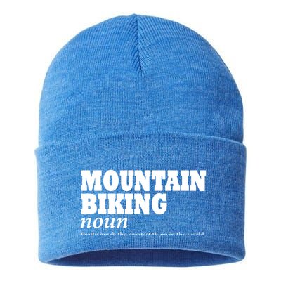 Mountain Biking Definition Biker Funny Mountain Biking Gift Sustainable Knit Beanie