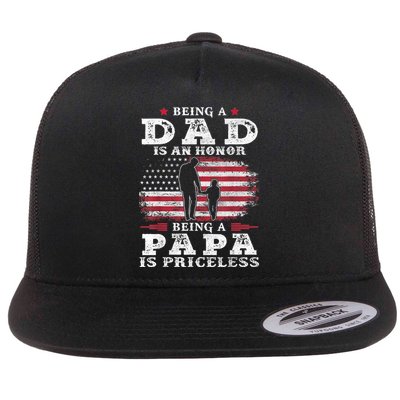 Mens Being Dad Is An Honor Being Papa Is Priceless USA Flag Flatbill Hat
