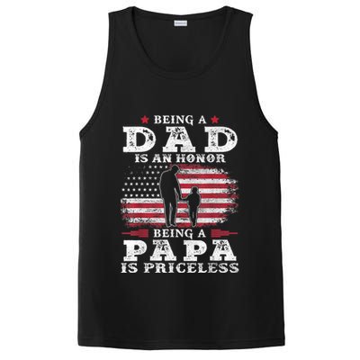 Mens Being Dad Is An Honor Being Papa Is Priceless USA Flag PosiCharge Competitor Tank