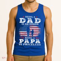 Mens Being Dad Is An Honor Being Papa Is Priceless USA Flag Tank Top