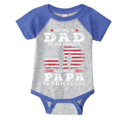 Mens Being Dad Is An Honor Being Papa Is Priceless USA Flag Infant Baby Jersey Bodysuit