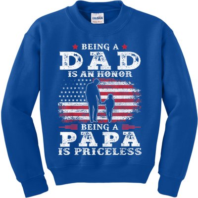 Mens Being Dad Is An Honor Being Papa Is Priceless USA Flag Kids Sweatshirt