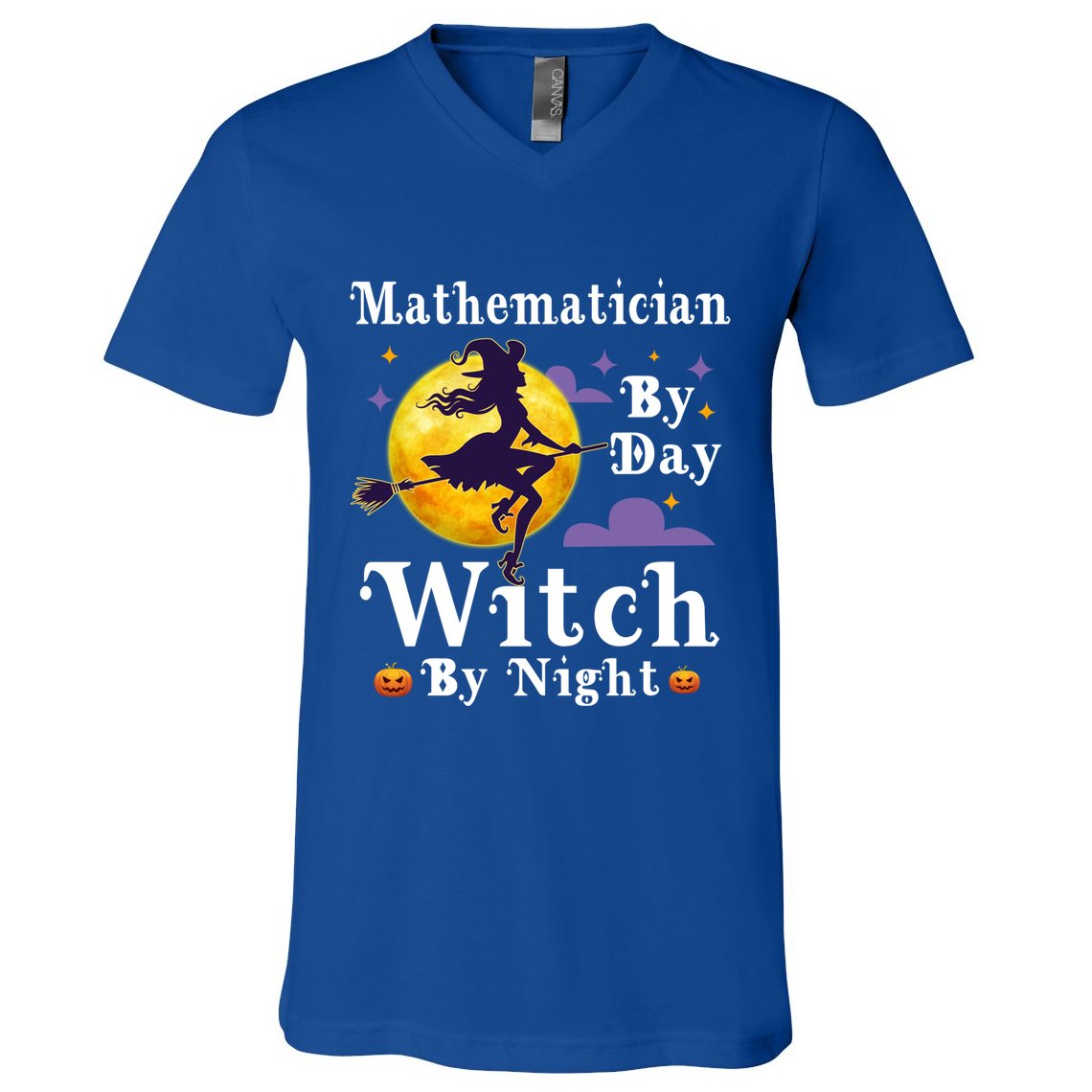Mathematician By Day Witch By Night Math Halloween Costume Gift V-Neck T-Shirt