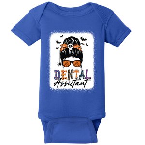 Messy Bun Dental Assistant Spooky Funny Dental Halloween Gift Baby Bodysuit