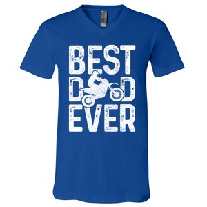 Motocross Best Dad Ever FatherS Day Dirt Bike Mx Biker Gft Gift V-Neck T-Shirt