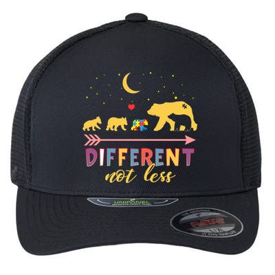 Mama Bear Different Not Less Autism Awareness Flexfit Unipanel Trucker Cap
