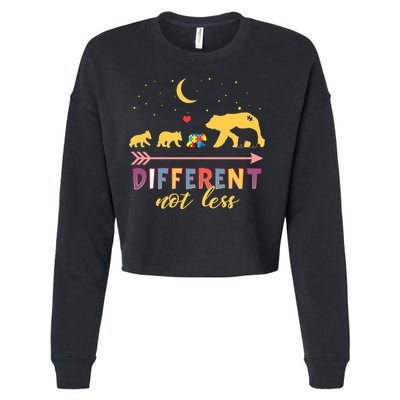 Mama Bear Different Not Less Autism Awareness Cropped Pullover Crew