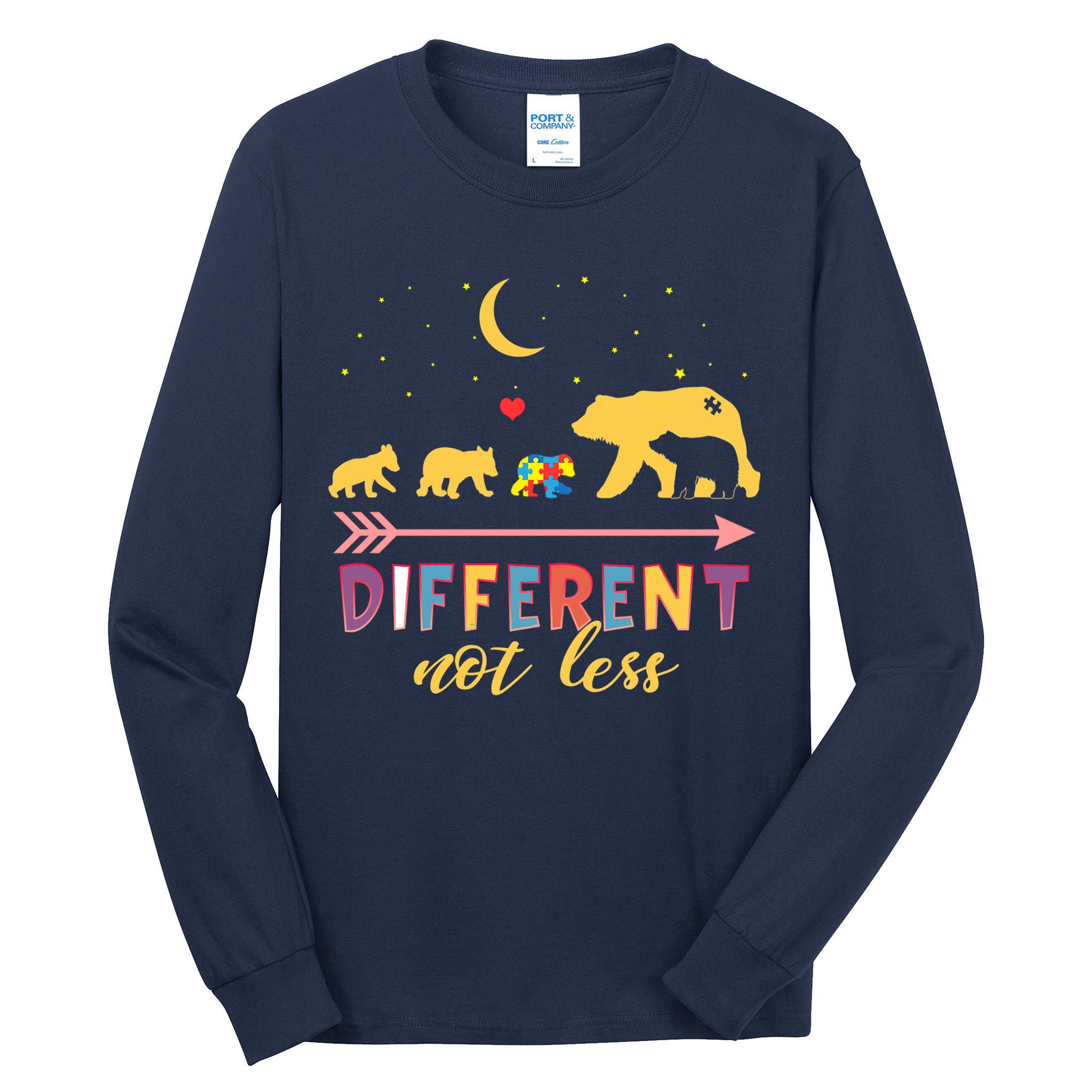Mama Bear Different Not Less Autism Awareness Tall Long Sleeve T-Shirt