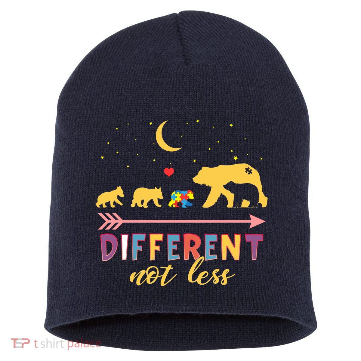 Mama Bear Different Not Less Autism Awareness Short Acrylic Beanie