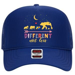 Mama Bear Different Not Less Autism Awareness High Crown Mesh Back Trucker Hat