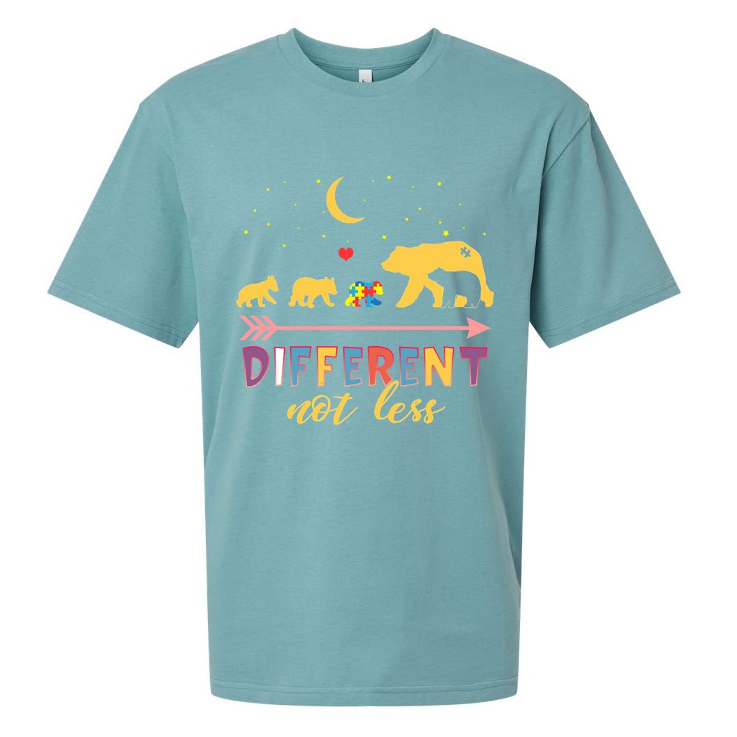 Mama Bear Different Not Less Autism Awareness Sueded Cloud Jersey T-Shirt