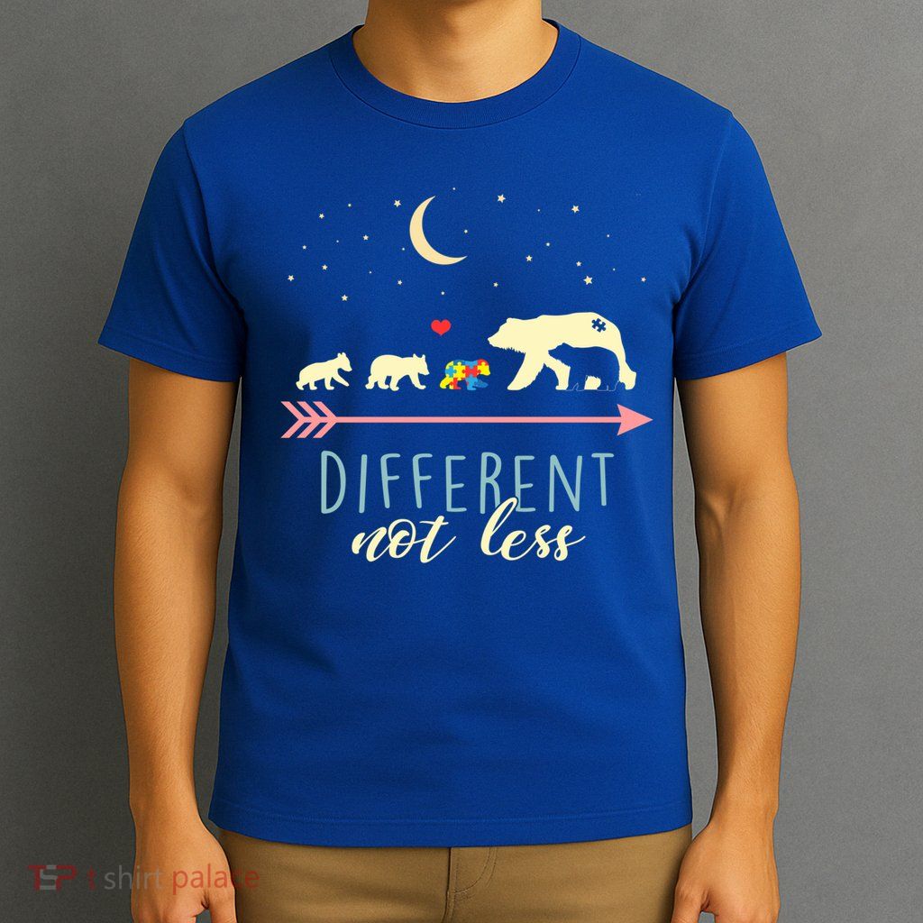  Mama Bear Different Not Less Cute Gift Autism Awareness  T-Shirt