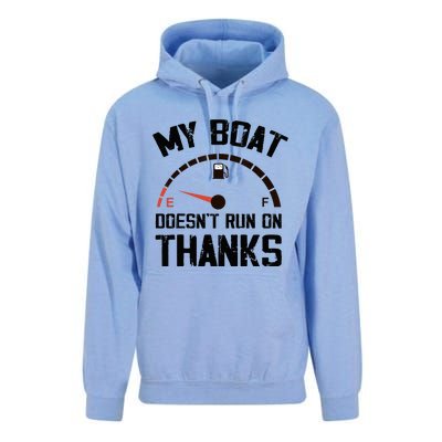 My Boat Doesn't Run On Thanks Funny Boating for Boat Owners Unisex Surf Hoodie