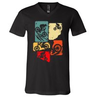 Mountain Bike Downhill Mtb Biking Cycling Biker V-Neck T-Shirt