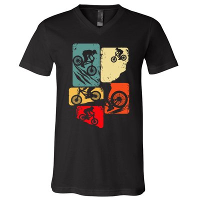 Mountain Bike Downhill Mtb Biking Cycling Biker V-Neck T-Shirt