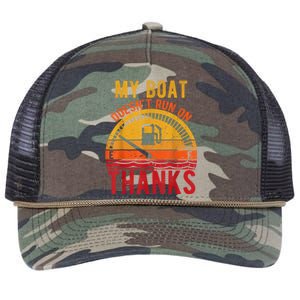 My Boat Doesnt Run On Thanks Retro Rope Trucker Hat Cap