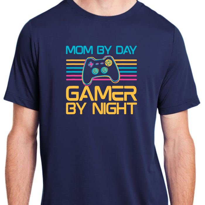 Mom By Day Gamer By Night Video Games Lover Gamer Mom Adult ChromaSoft Performance T-Shirt