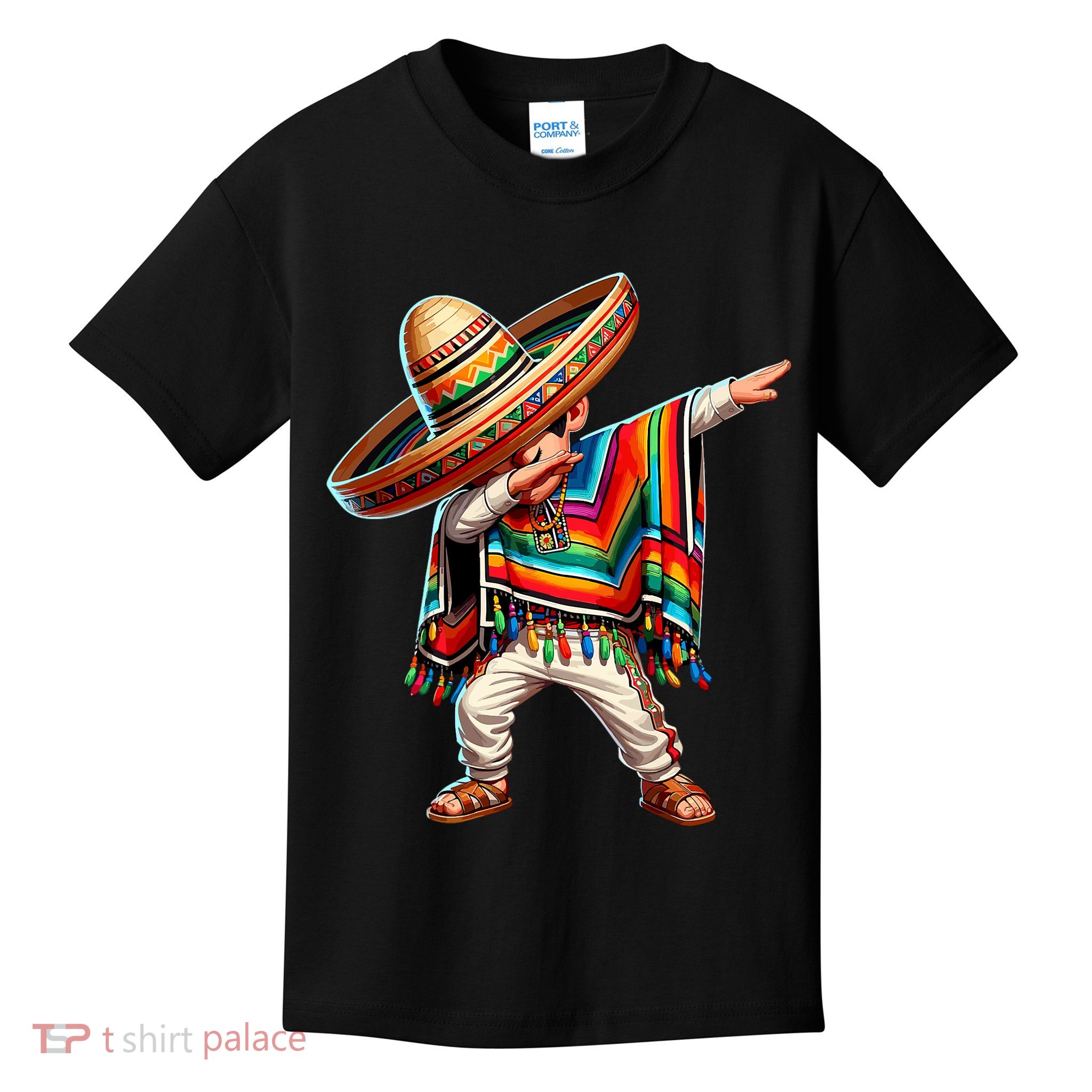 Mexican Boy Dabbing Poncho Cinco De Mayo Kids T-Shirt