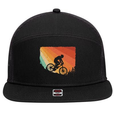 Mountain Biking Design Mountain Bike 7 Panel Mesh Trucker Snapback Hat