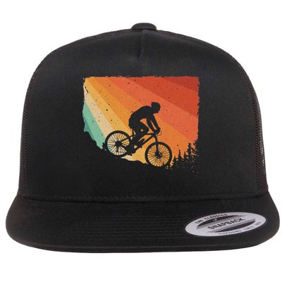 Mountain Biking Design Mountain Bike Flat Bill Trucker Hat
