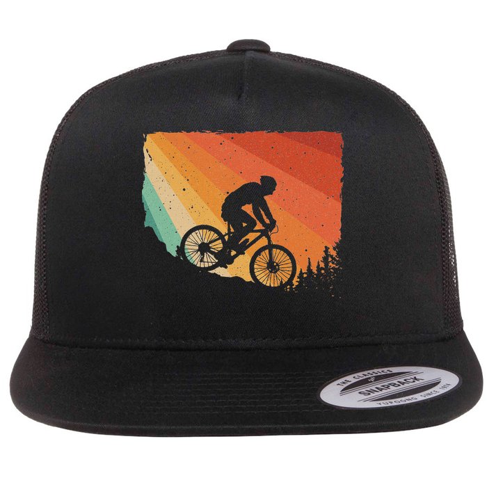 Mountain Biking Design Mountain Bike Flat Bill Trucker Hat